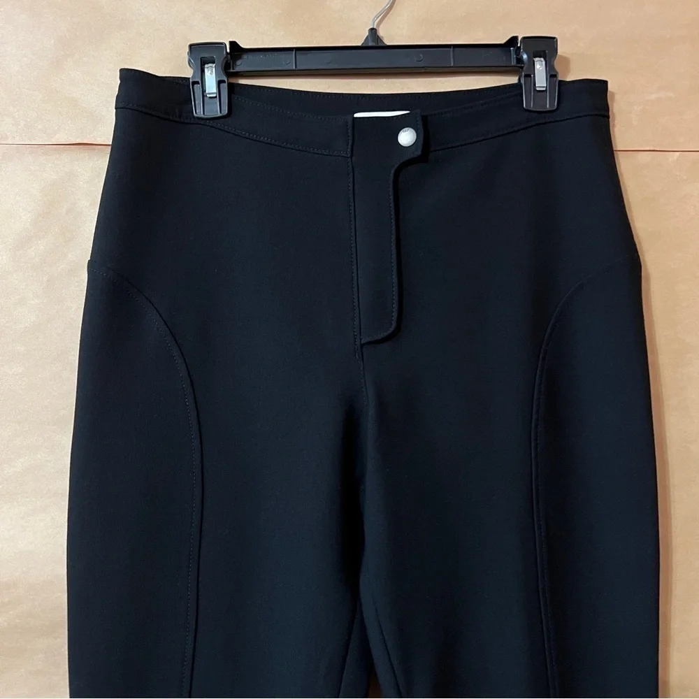 Cinq a Sept | Button Hem Flare Pants High Rise Ponte Knit Trousers Black Size 6